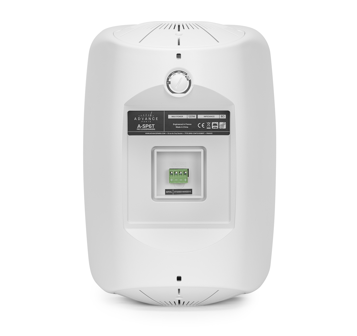 Enceinte A-SP6T PRO – face arrière et bornier Euroblock